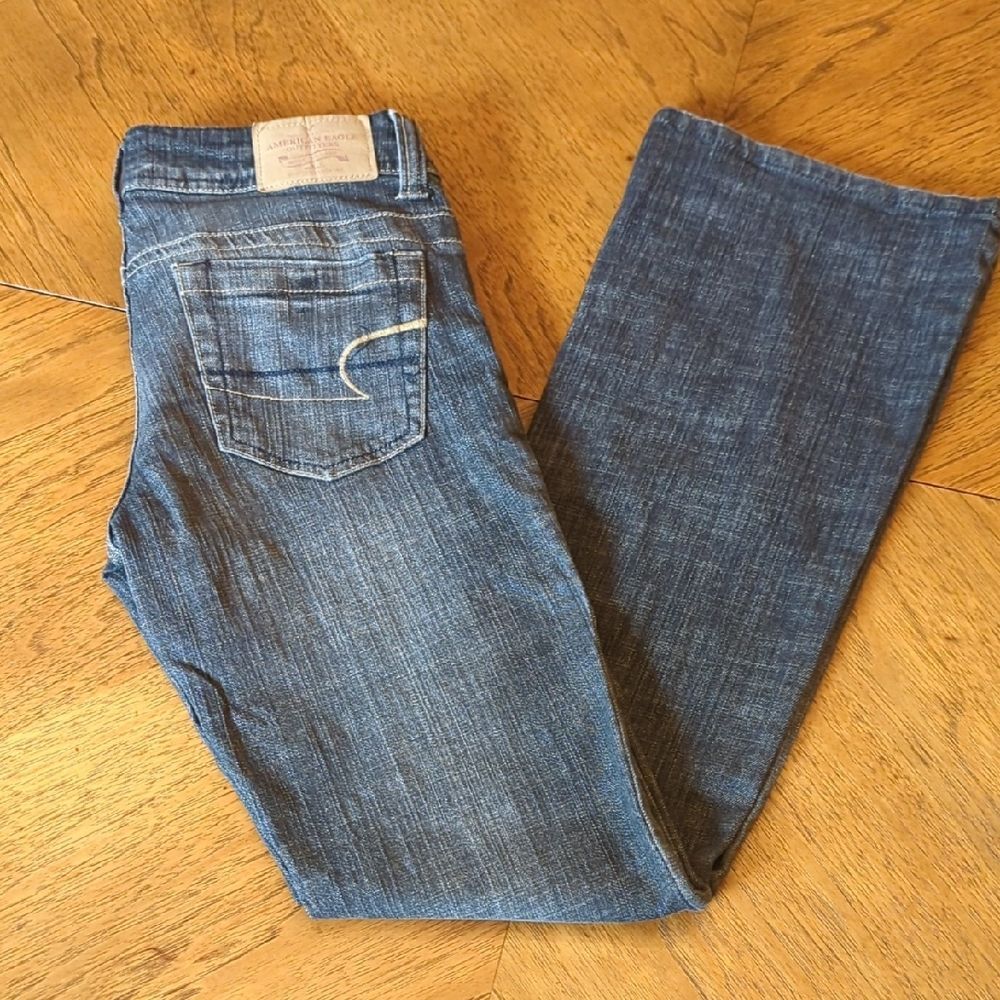 Y2K American Eagle Blackwash Denim Jeans Artist Flare